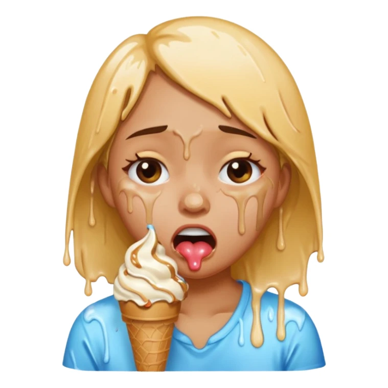 a crying girl with ice cream   sticker