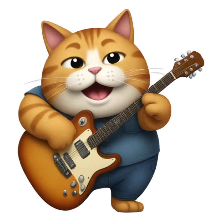 Incredibly fat cat, playing guitar sticker