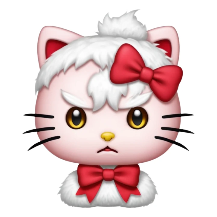 hello kitty frowning, steam coming from head, angry expression sticker