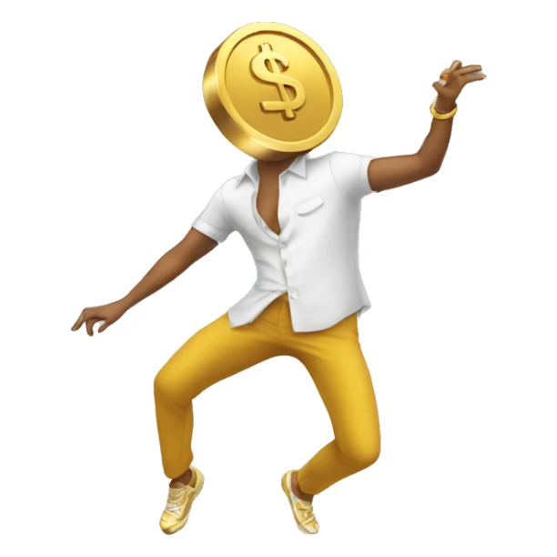Dollar coin doing a dab (dance) sticker