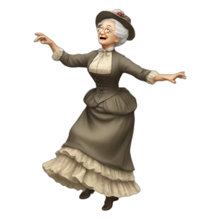 Old Lady Victorian Dancing 3 sticker
