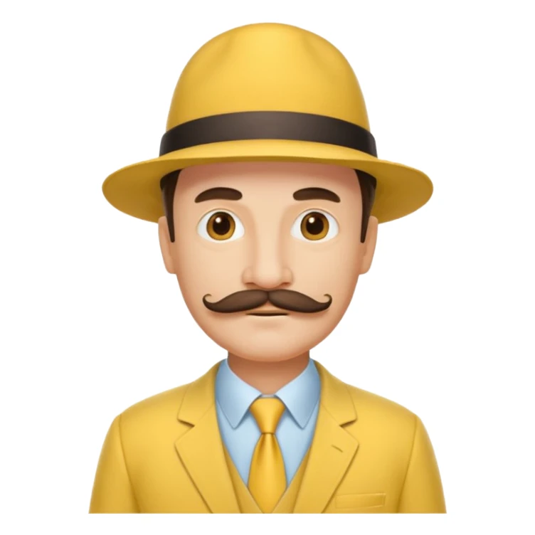 middle aged mobster with yellow colored suit and hat and mustache sticker