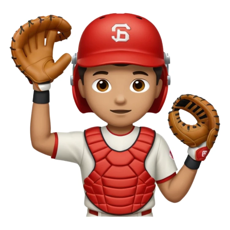 Baseball player with a catchers mitt sticker