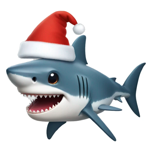 shark wearing christmas hat sticker