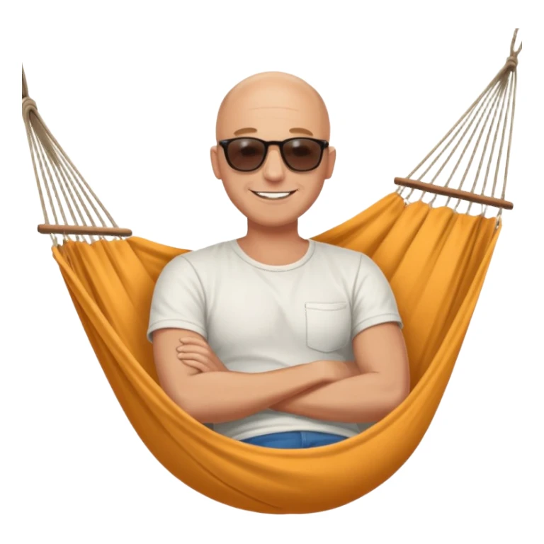 Bald man  in a hammock sticker