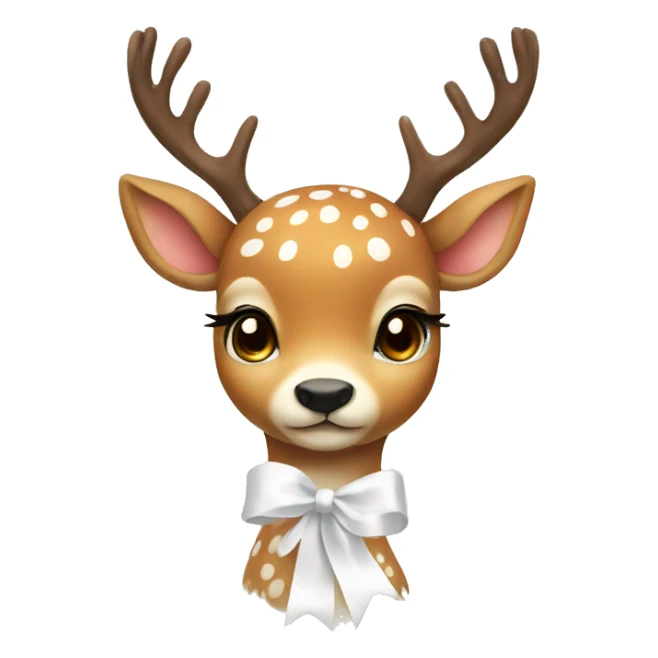 cute deer with white ribbon sticker
