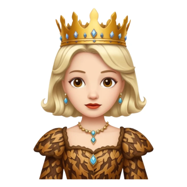 Queen wearing a bark-patterned dress sticker
