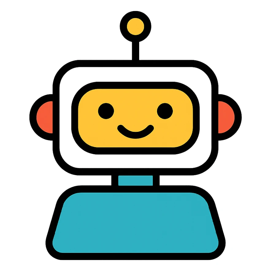modern sharp smiling robot icon sticker