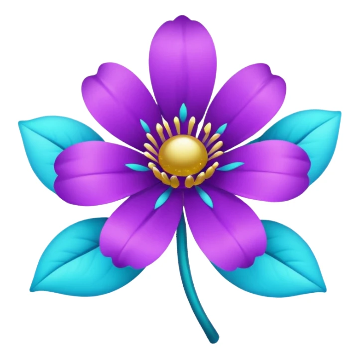 glitter purple and cian flower sticker