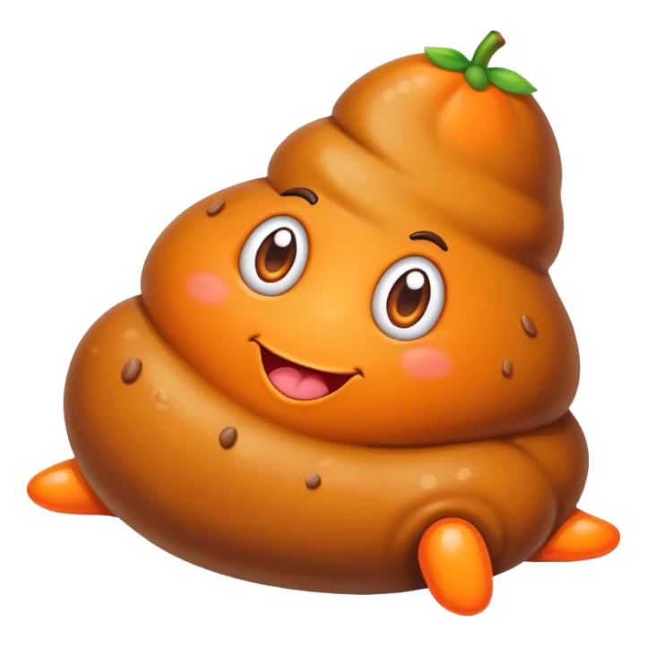 Poop with large feet colored orange sticker
