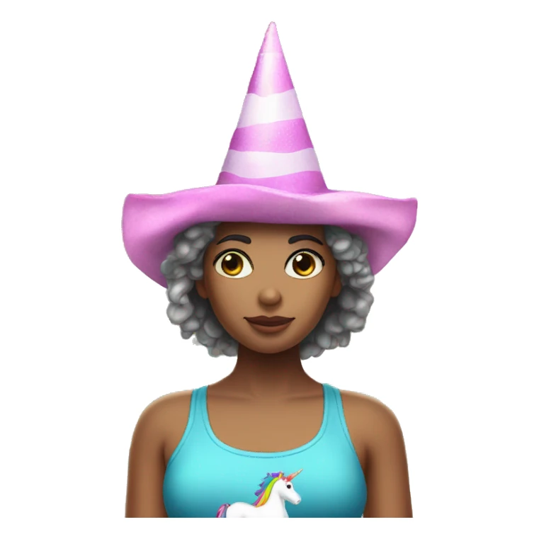 Adalee with a unicorn hat on the beach sticker