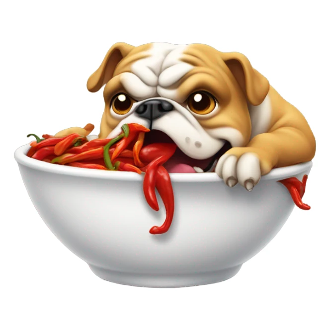 Bulldog eating chilli sticker
