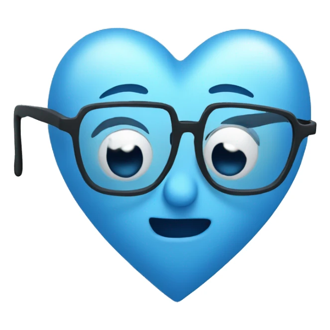 blue heart wearing glasses  sticker
