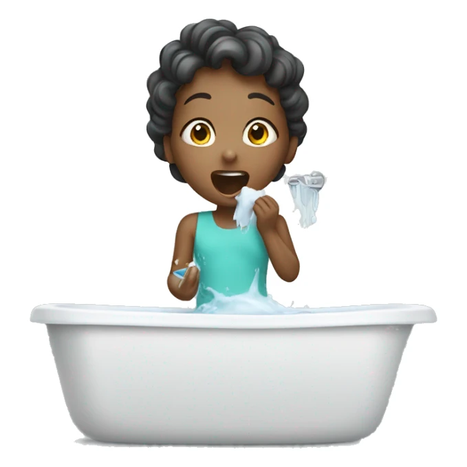 Girl washing her teeth sticker