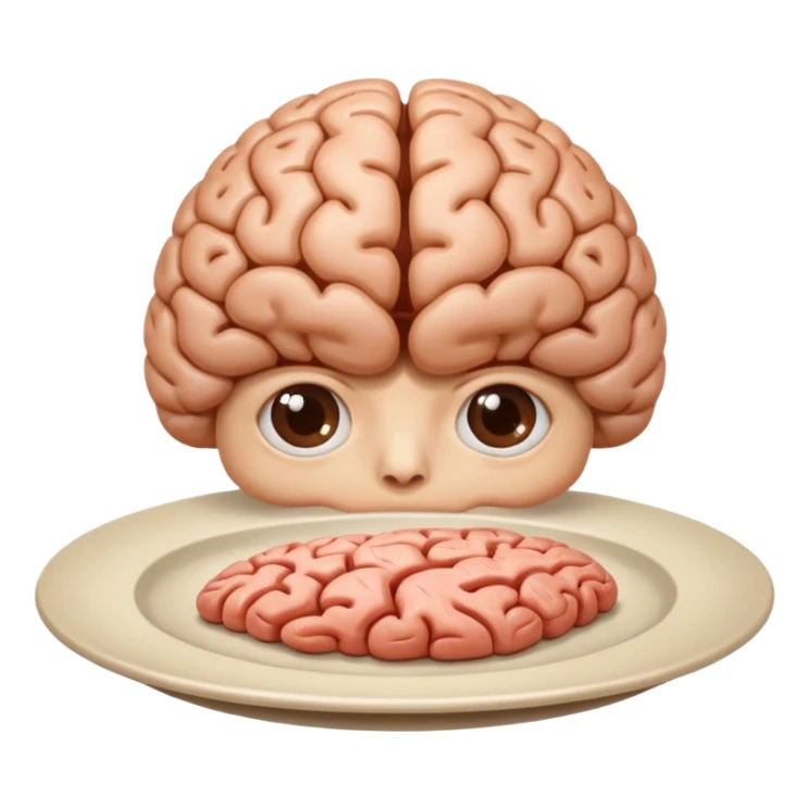 Brain on a plate next to head  sticker