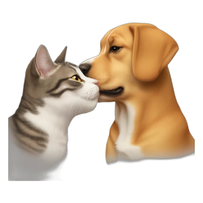 Cat and dog kiss  sticker