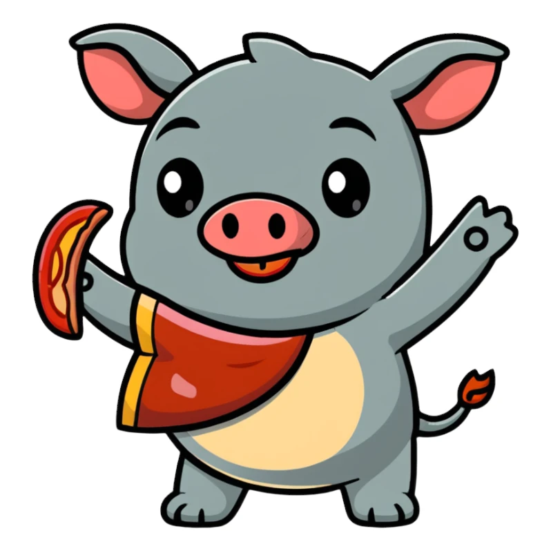 winking Stitch holding a bacon strip sticker
