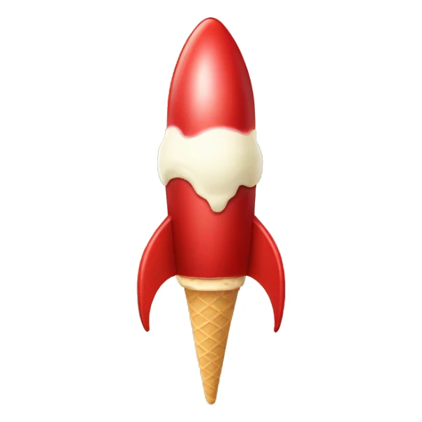 Extremely long red rocket with ice cream  sticker