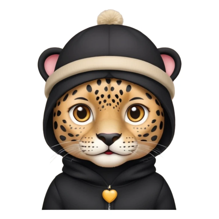 A black jaguar wearing a baby hat sticker