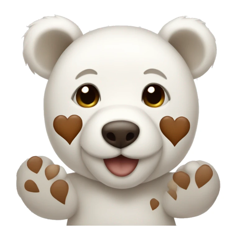 White teddybear with brown hearts sticker