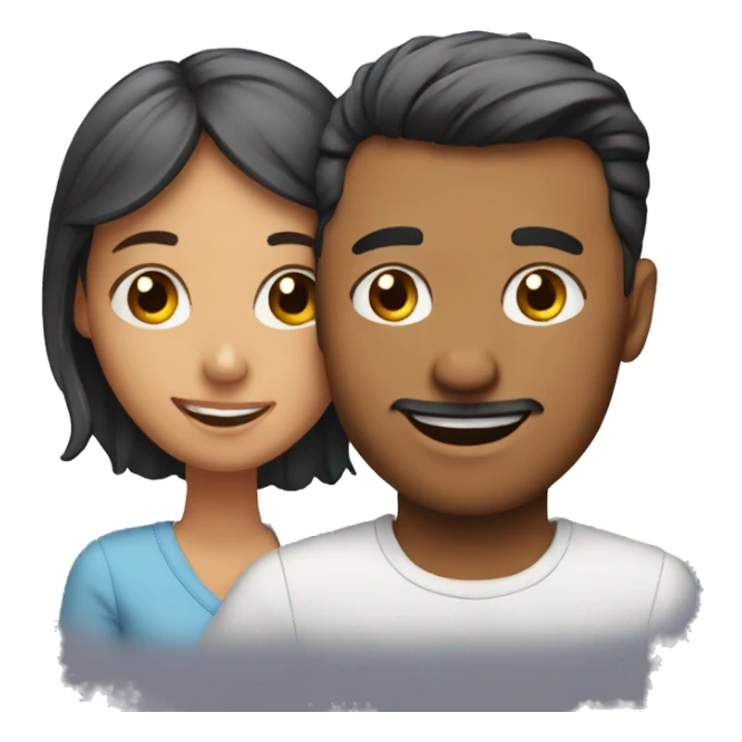 married couple with child hugging sticker