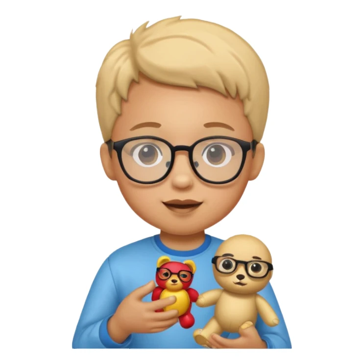Toy Holding Kid with Glasses sticker