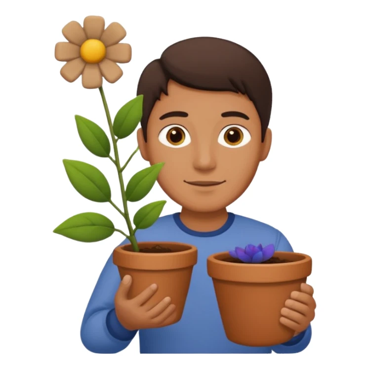 man holding a flower pot sticker