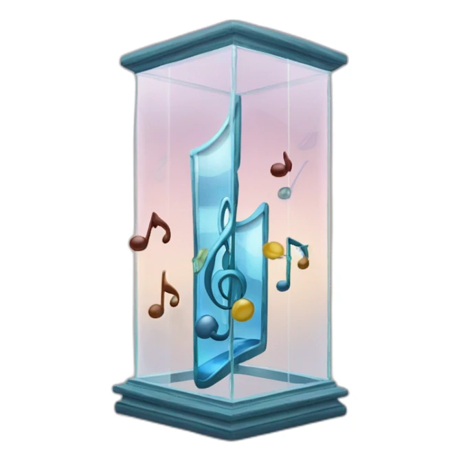 Glass frame tower with giant musical notes inside sticker
