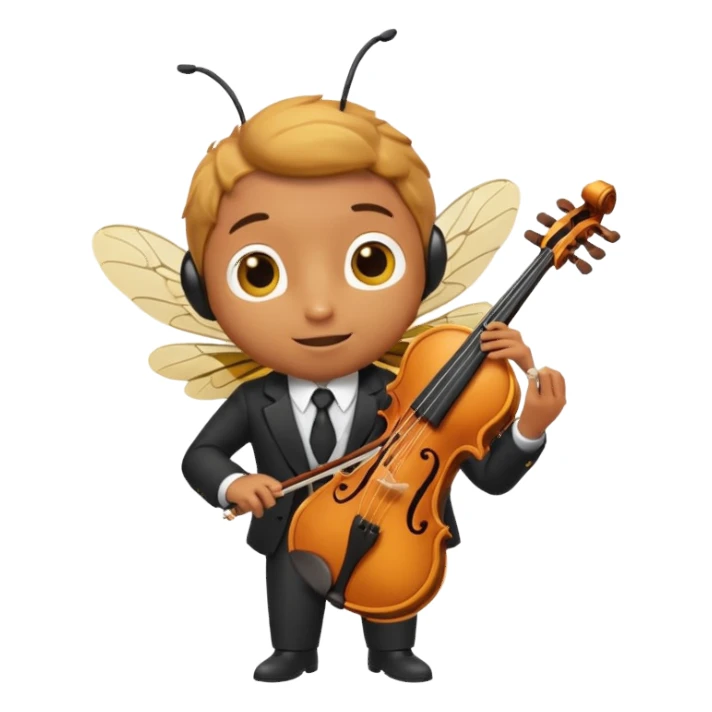 Bee playing violin on his shoulders sticker