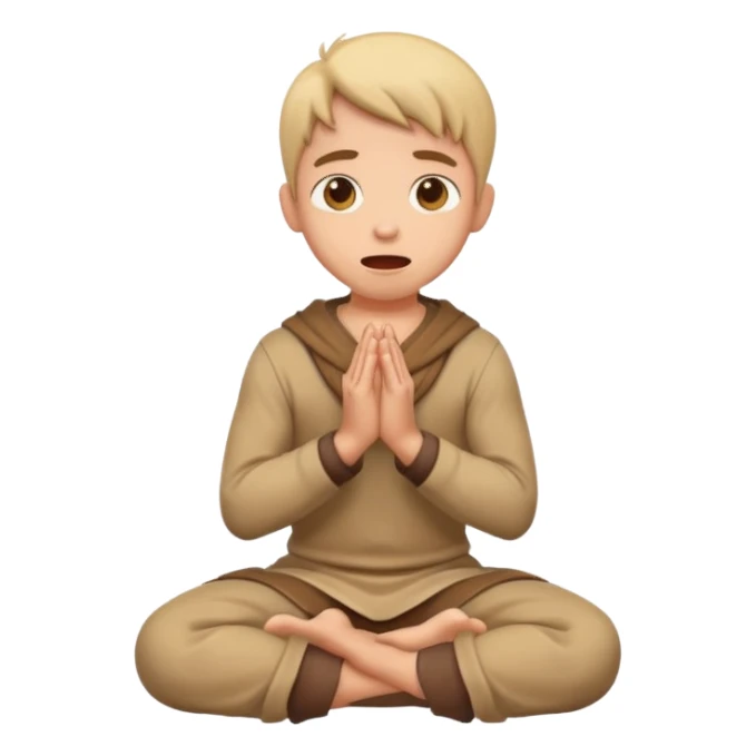 character kneeling and begging with expressive face sticker