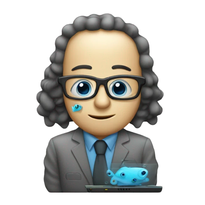 Computer nerd fish sticker