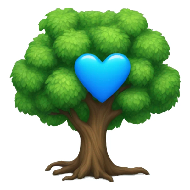 tree with blue heart sticker
