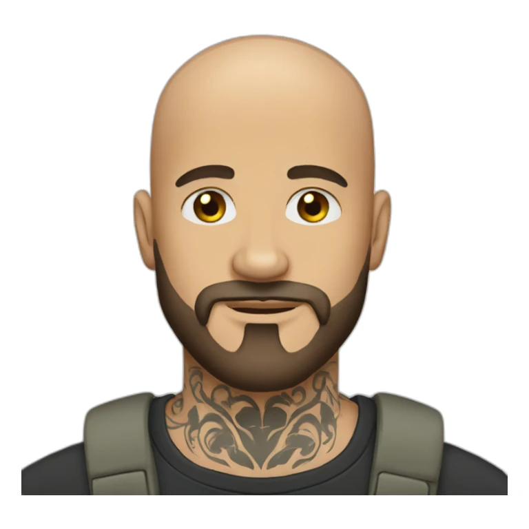 bald beard man with tattoo sticker