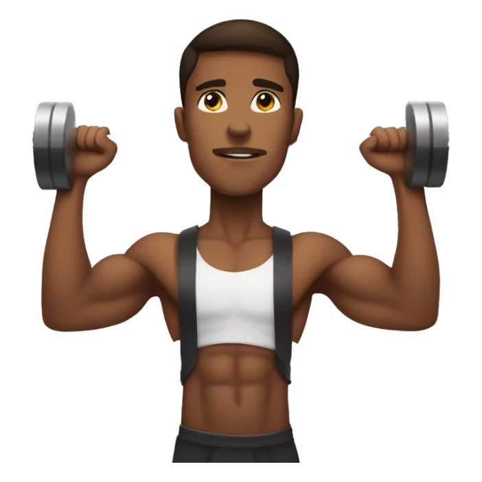 Young strong brown-skinned man lifting barbell sticker