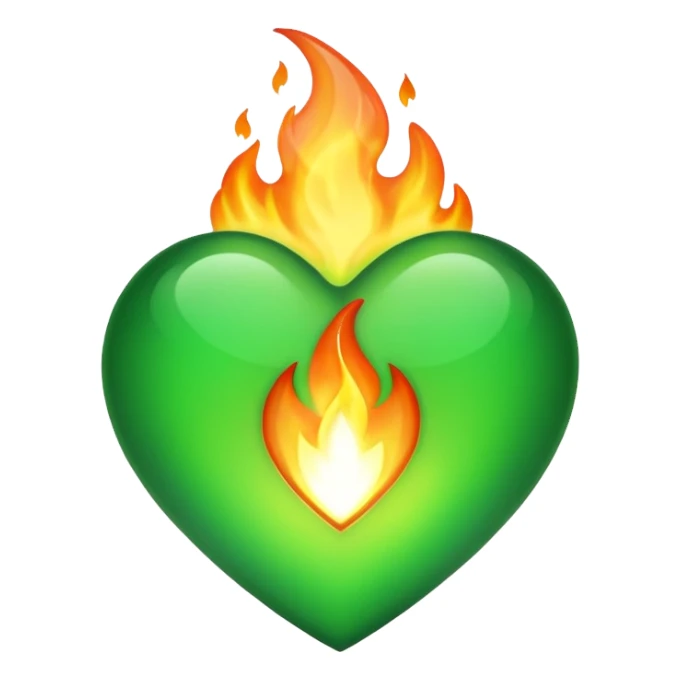 green flame heart sticker