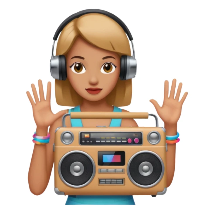 woman holding boombox sticker