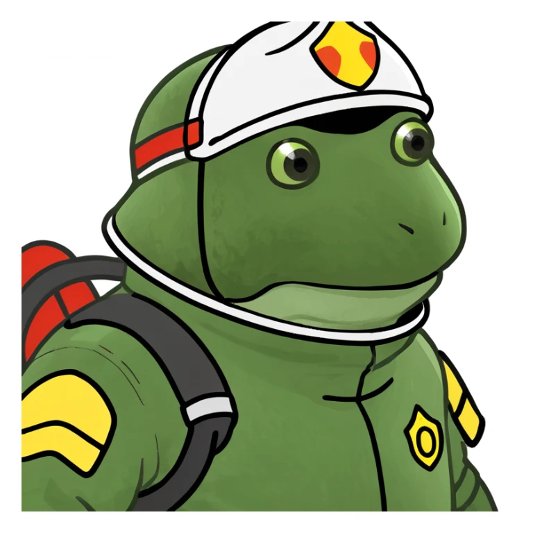 bufo in a fire fighter suit sticker