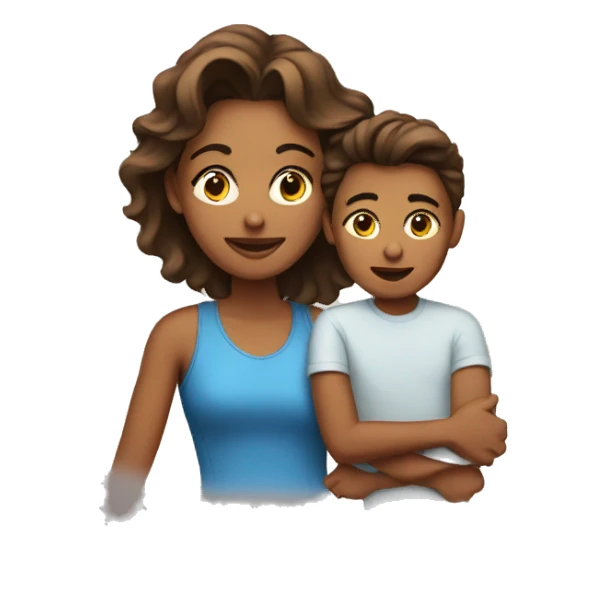 Mother with teenage son sticker