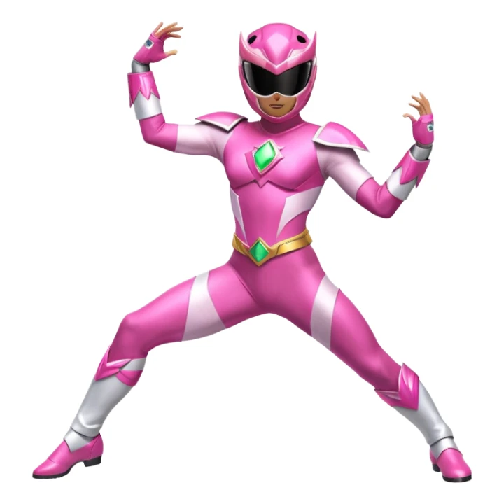 Pink Power Ranger in a dynamic dance pose sticker