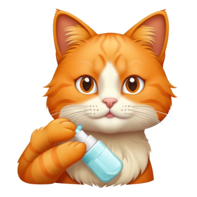 Orange cat doing skincare  sticker