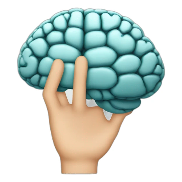 Hand with brain sticker