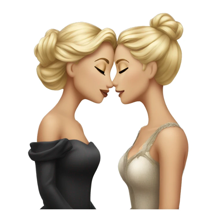 2 women princesses couple blonde deep kiss sticker