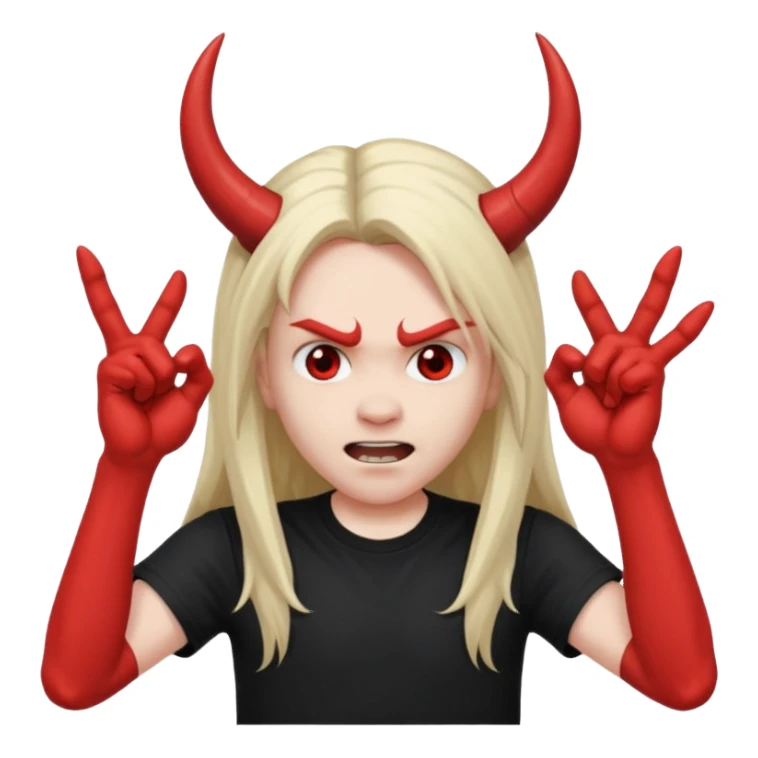 Long haired headbanging with hands in devil horns position sticker