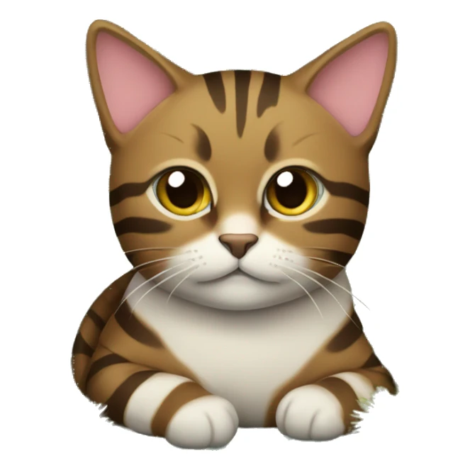 Brown striped cat sitting under a Christmas tree  sticker