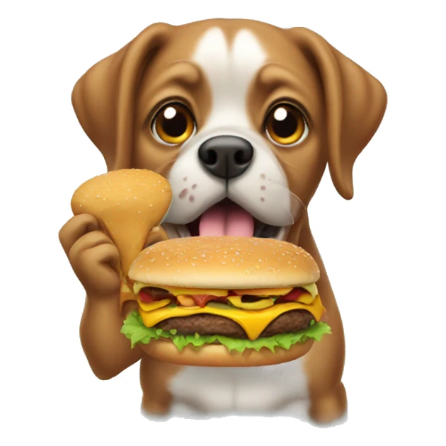 Dog eating hamburger  sticker