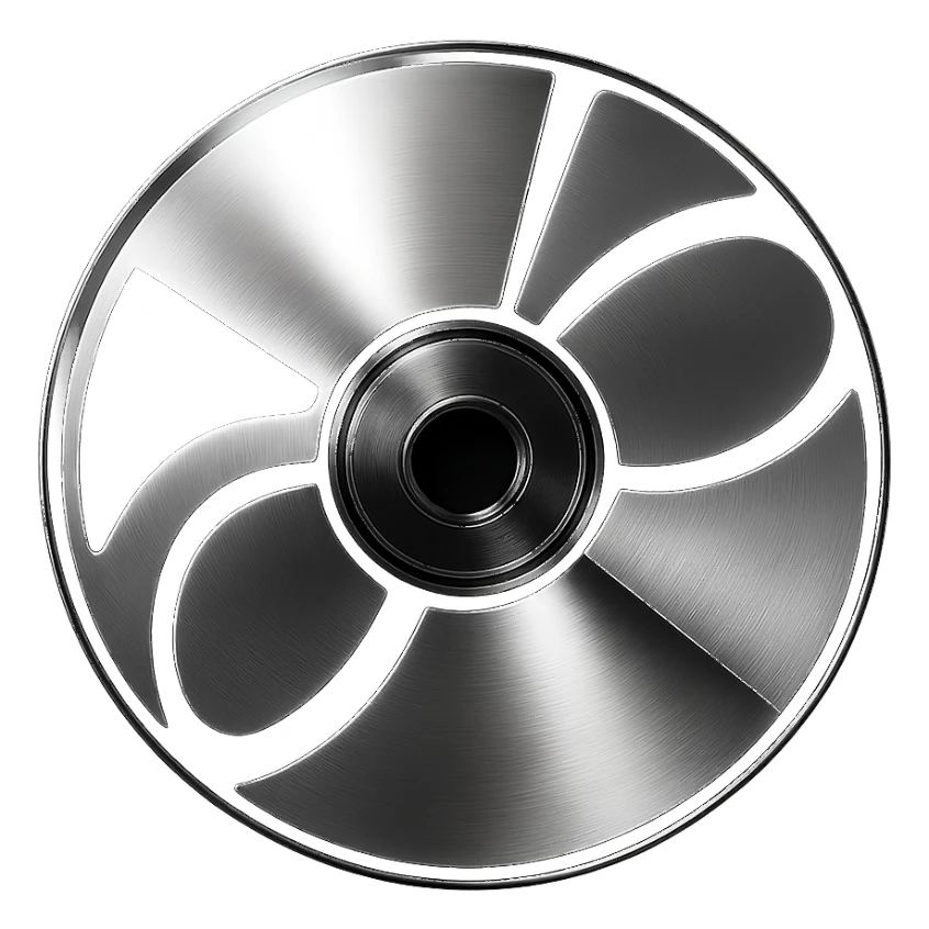 A minimalist CD disc with abstract pattern, glowing effect, neon orange color sticker