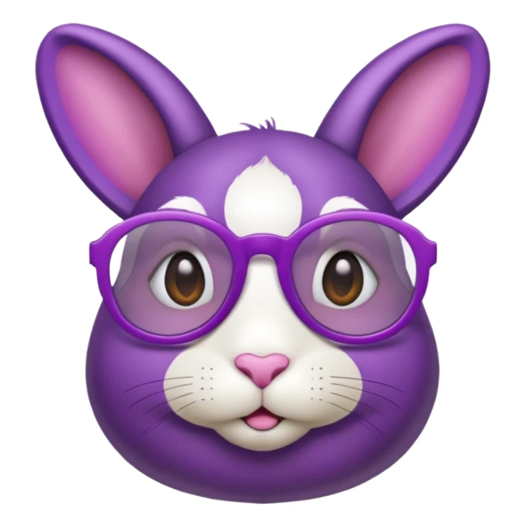 Bunny look like eggplant head wear withe glasses sticker