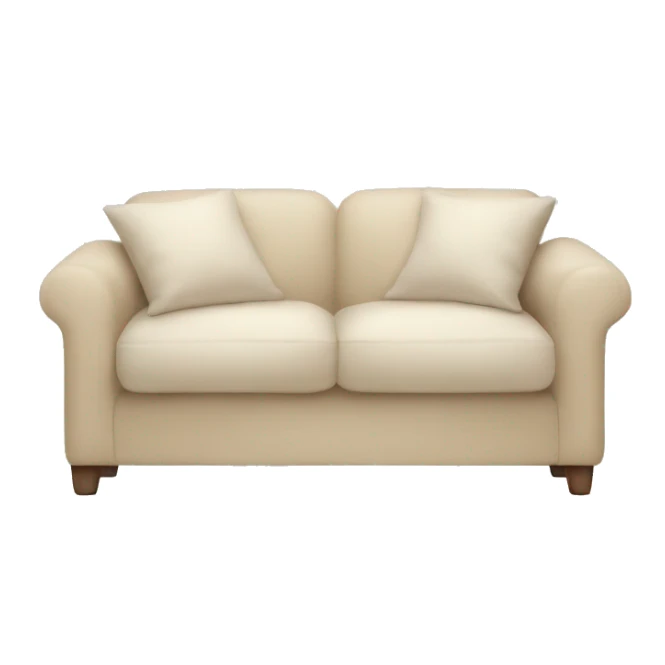 Beige sofa with white cushions and blanket sticker