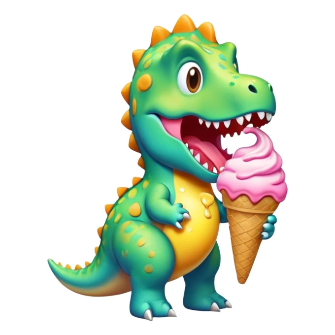 dinosaur eating ice cream  sticker
