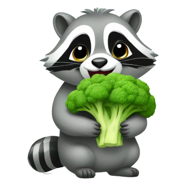 Cute Raccon eat broccoli sticker